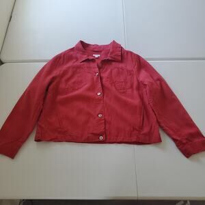J. Jill Love Linen Jacket Womens XL Red Button Front Shirt Jacket Lightweight